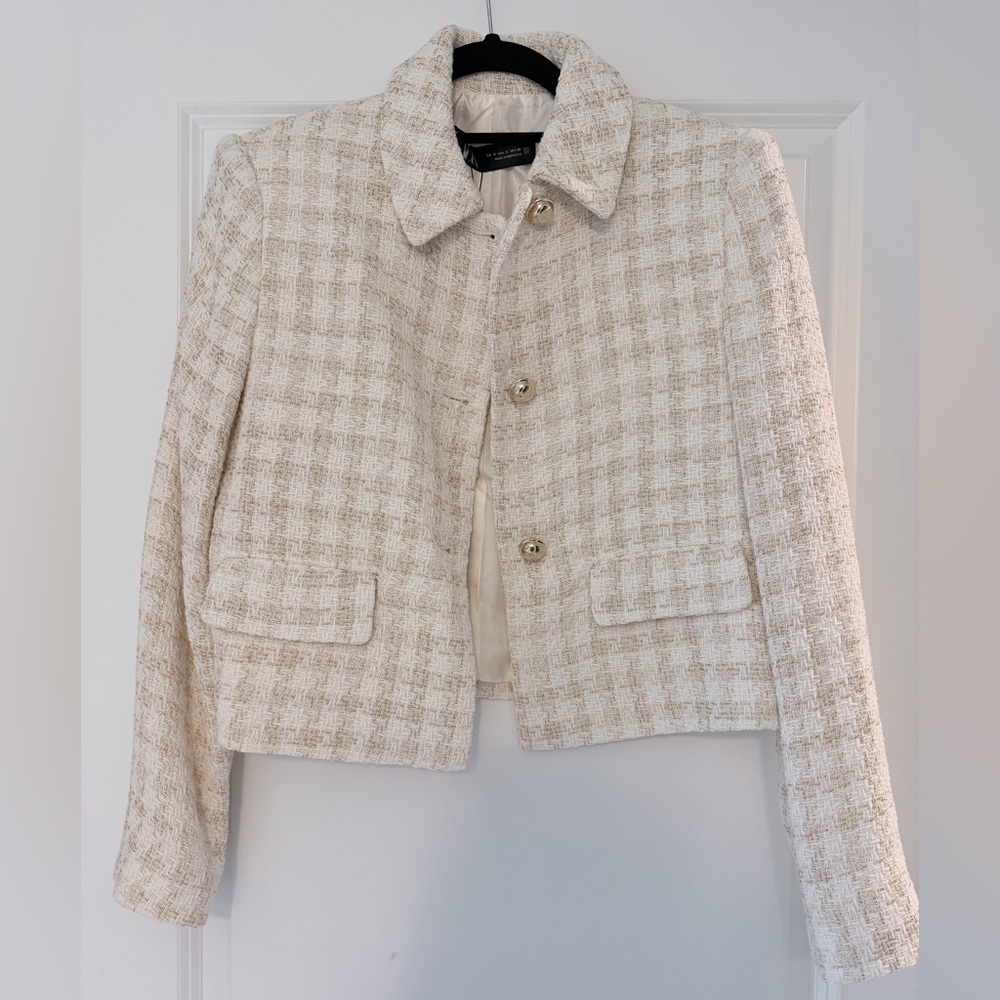 Zara Beige Tweed Blazer